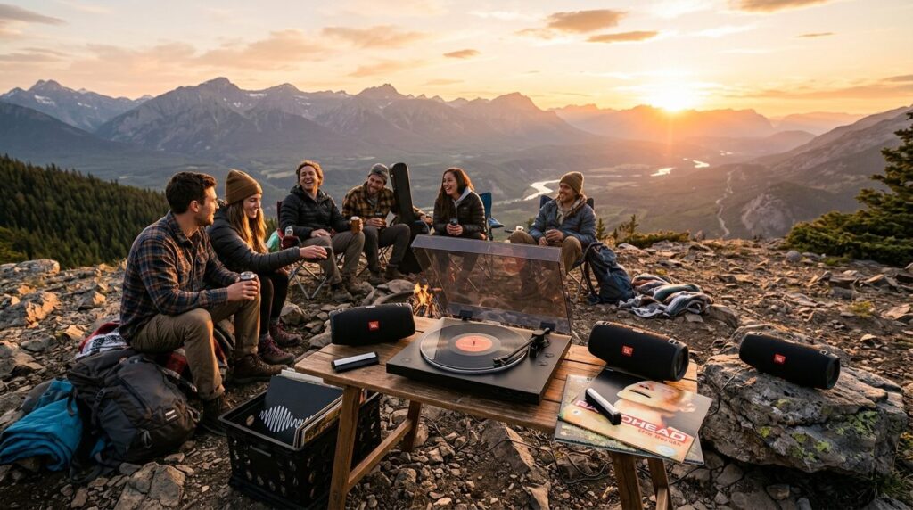 Wide landscape shot of an active lifestyle scene: Bluetooth